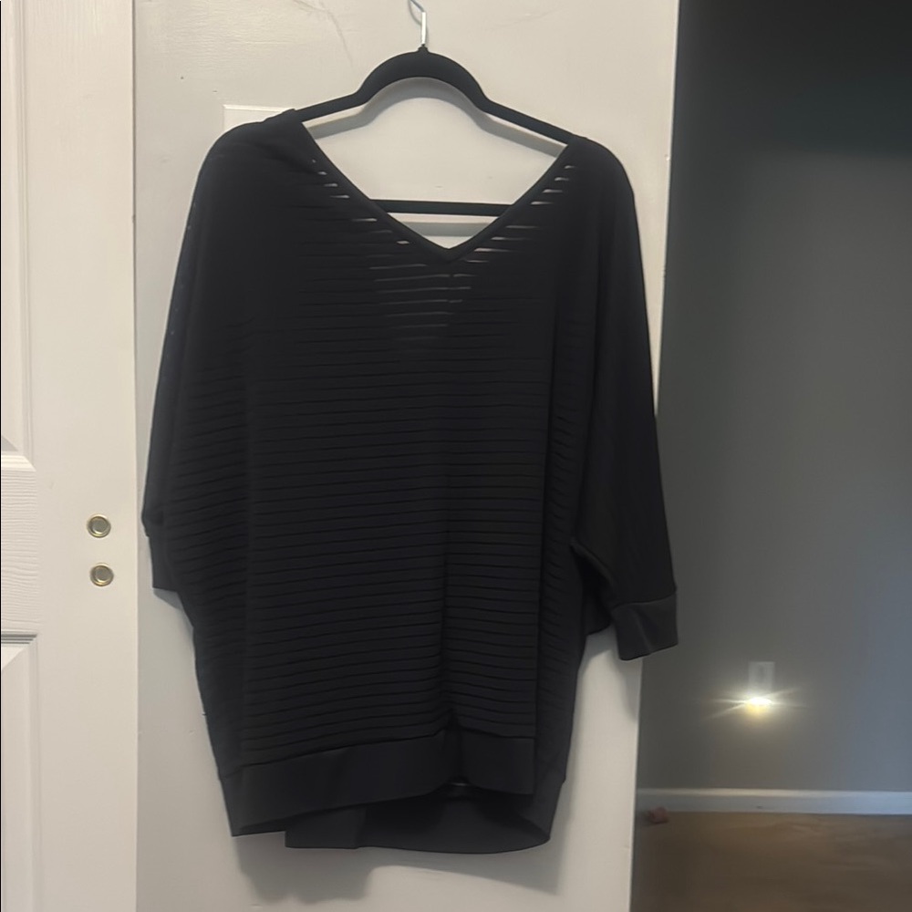 Black Striped V-Neck Top